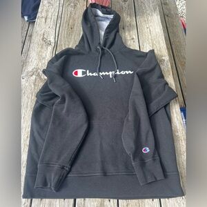 Champion hooded sweatshirt, size Large. Made in El Salvador.